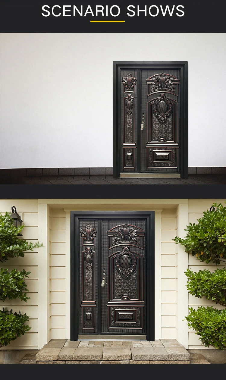 House Main Gate Designs Cast Aluminum Design High Quality Steel Security Door for Exterior Use