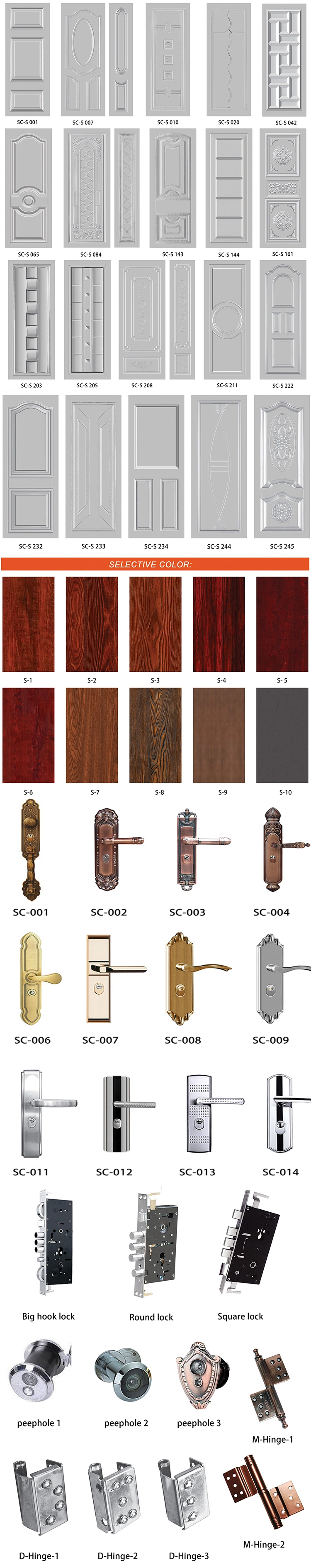 Sc-S080 Top Sales Entry Copper Security Doors Price