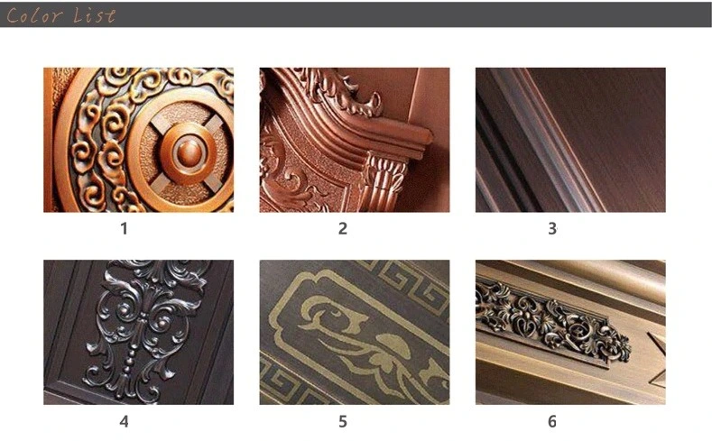 Popular Luxury Villa Gate Security Copper Double Open Door Copper Clad Security Doors Entry Doors French Style